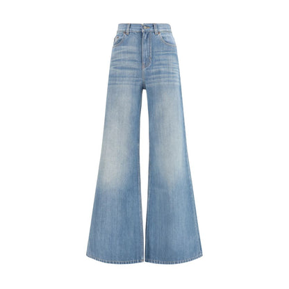 Pantalones Vaqueros De Algodón Azul Con Corte Flared Chloé