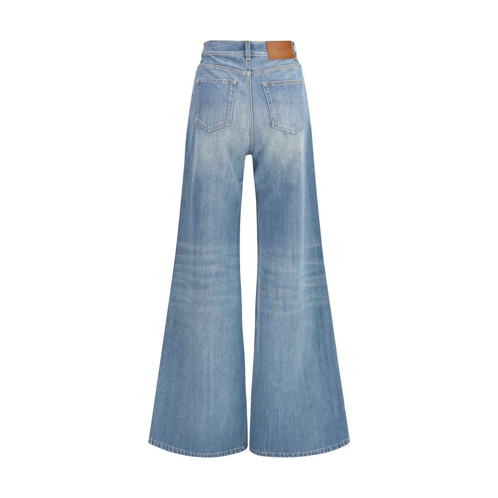 Pantalones Vaqueros De Algodón Azul Con Corte Flared Chloé