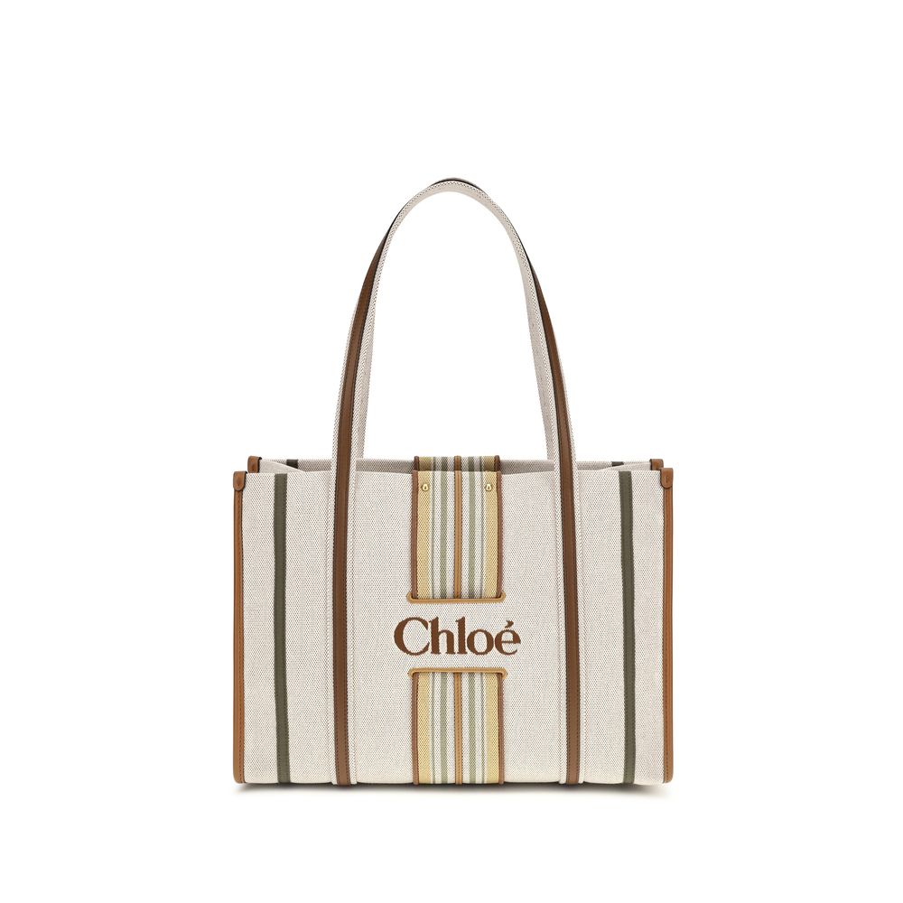 Chloé Woody Loop Shoulder Bag in Beige Cotton