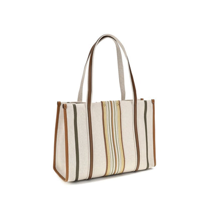 Chloé Woody Loop Shoulder Bag in Beige Cotton
