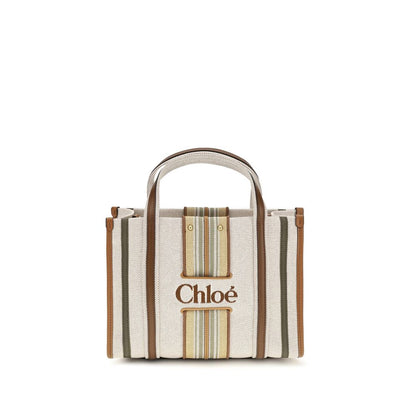Chloé Bolso De Hombro Small Woody Loop Algodón Beige