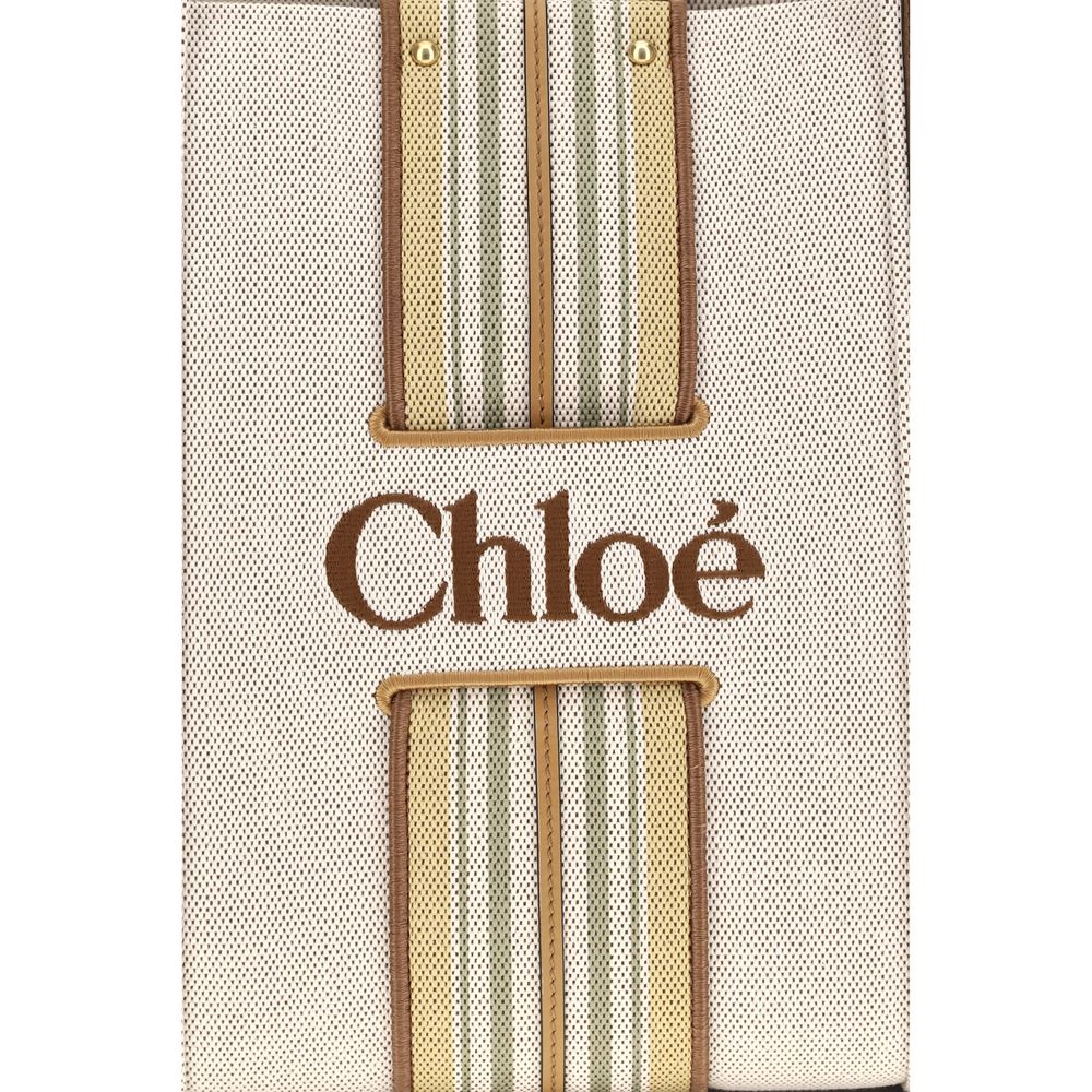 Chloé Woody Loop Shoulder Bag in Beige Cotton
