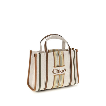 Chloé Bolso De Hombro Small Woody Loop Algodón Beige