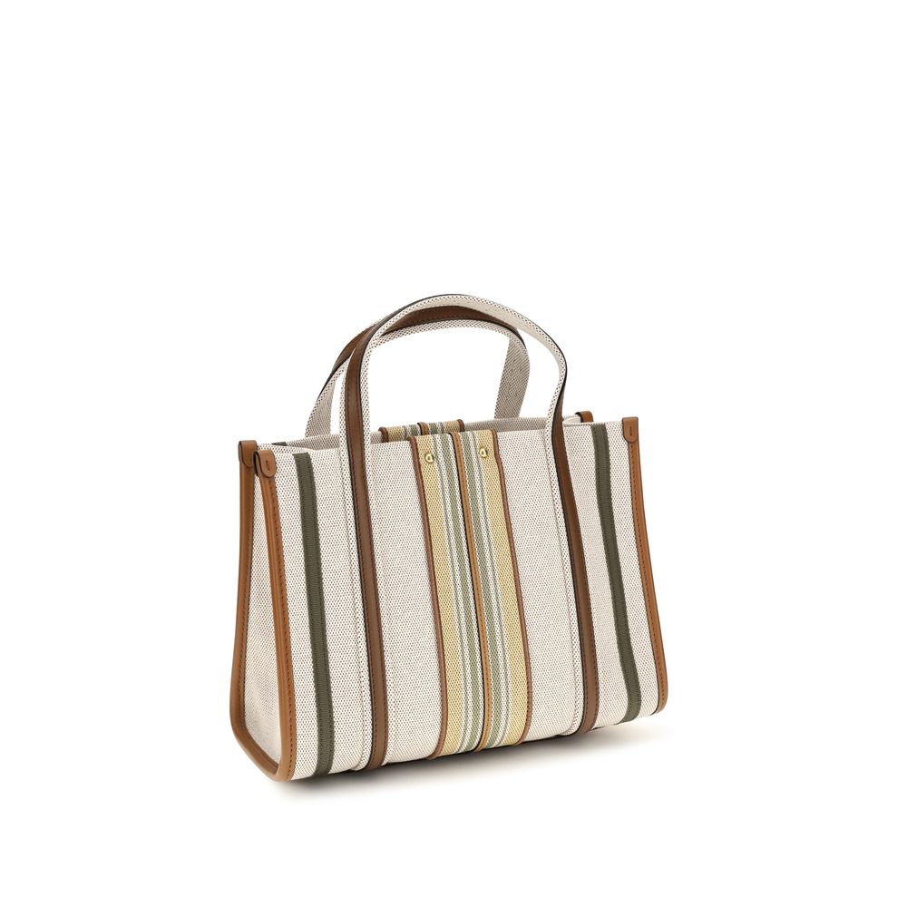 Chloé Bolso De Hombro Small Woody Loop Algodón Beige