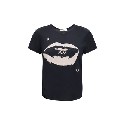 T-shirt Fendi en Coton Noir à Coupe Droite