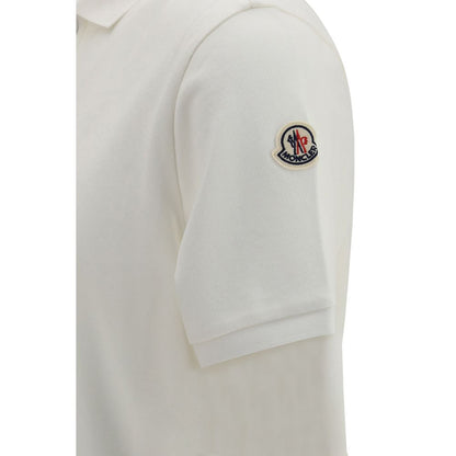 Polo Moncler en Coton Blanc Coupe Droite