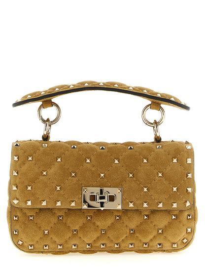 Sac bandoulière Valentino Garavani Rockstud Spike en cuir de veau beige