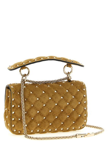 Sac bandoulière Valentino Garavani Rockstud Spike en cuir de veau beige