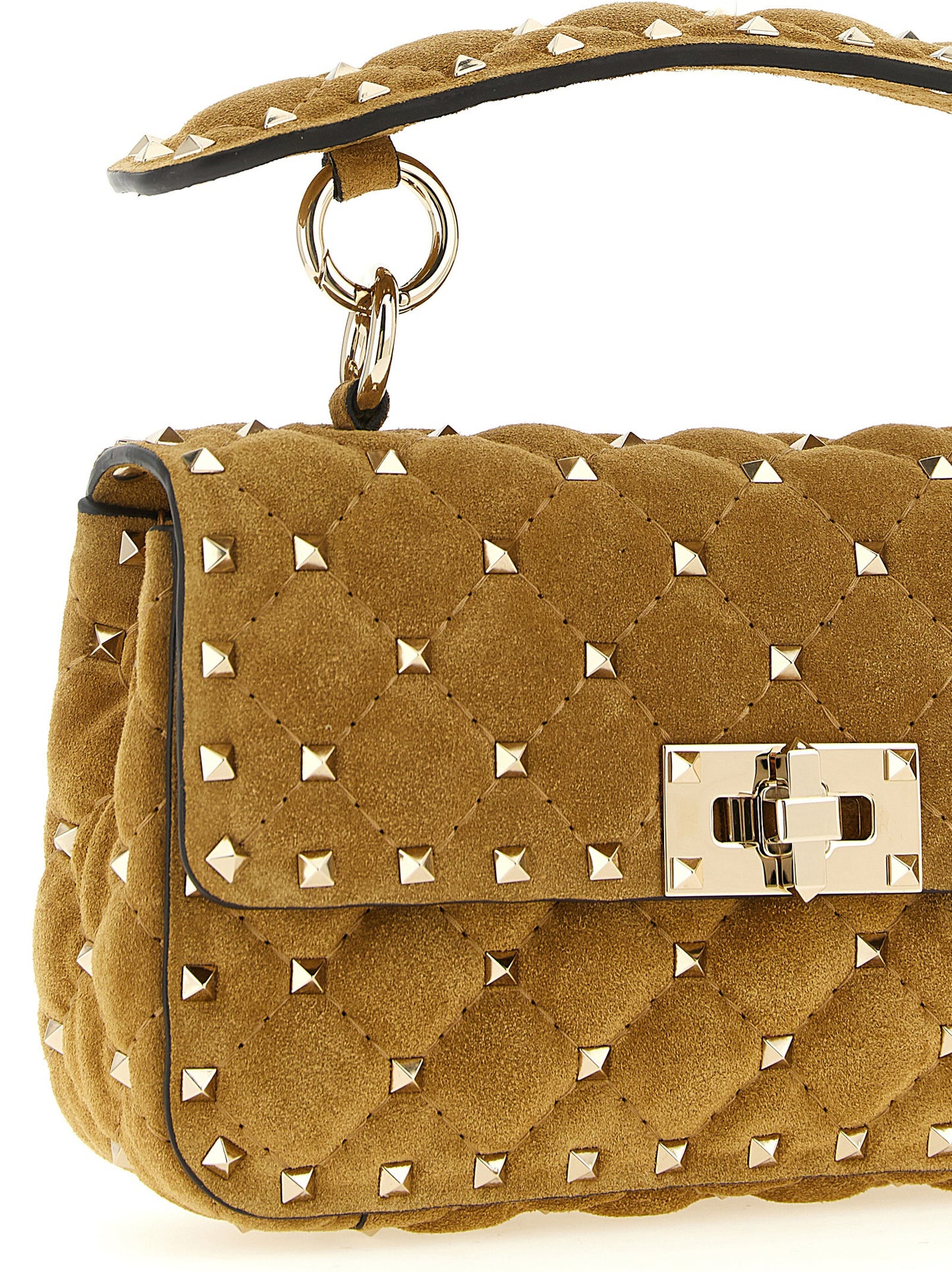 Sac bandoulière Valentino Garavani Rockstud Spike en cuir de veau beige