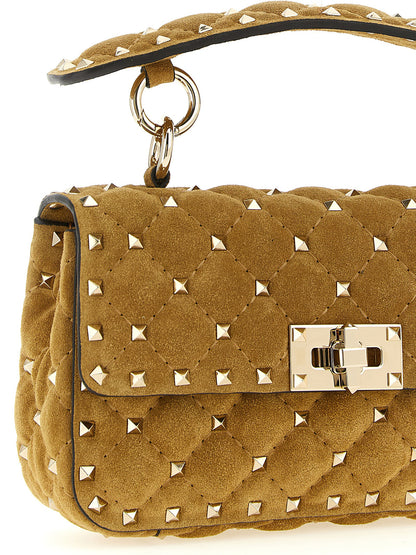 Sac bandoulière Valentino Garavani Rockstud Spike en cuir de veau beige
