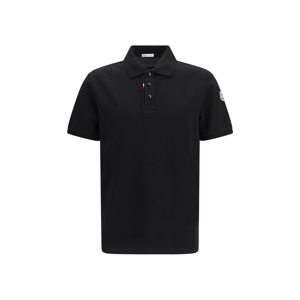 Moncler Camisa Polo De Algodón Negro Con Diseño Depurado