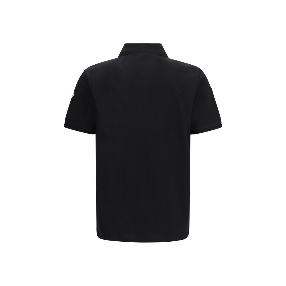 Moncler Camisa Polo De Algodón Negro Con Diseño Depurado