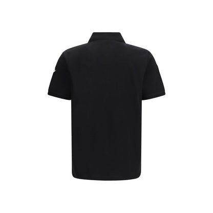 Moncler Camisa Polo De Algodón Negro Con Diseño Depurado