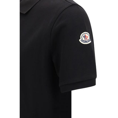 Moncler Camisa Polo De Algodón Negro Con Diseño Depurado