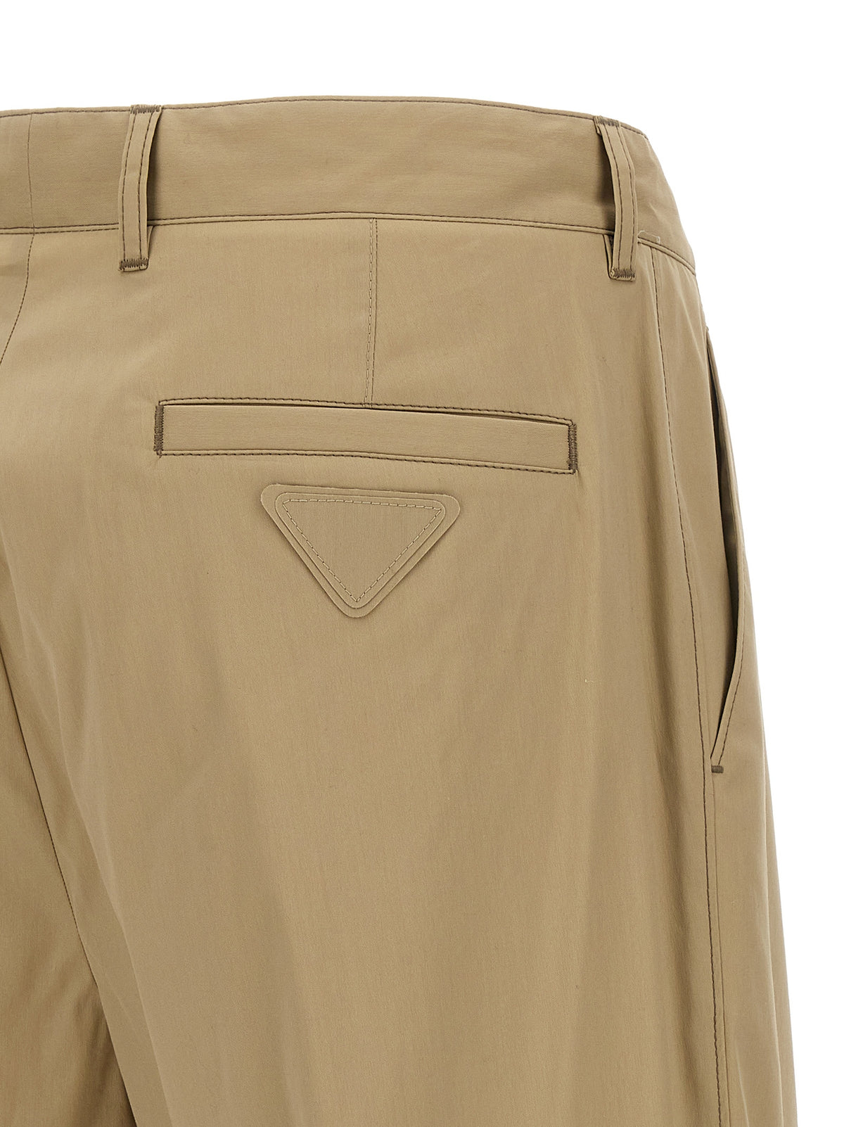 Prada Pantalones Casuales De Algodón Beige - Tejido Suave Y Flexible
