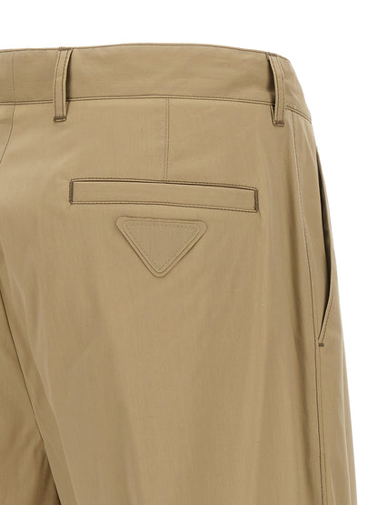 Prada Pantalones Casuales De Algodón Beige - Tejido Suave Y Flexible