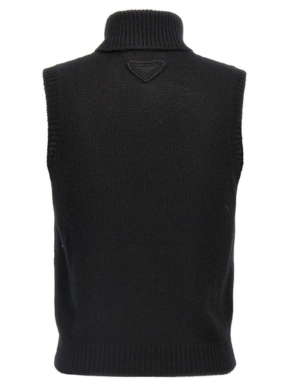 Gilet léger en cachemire noir Prada