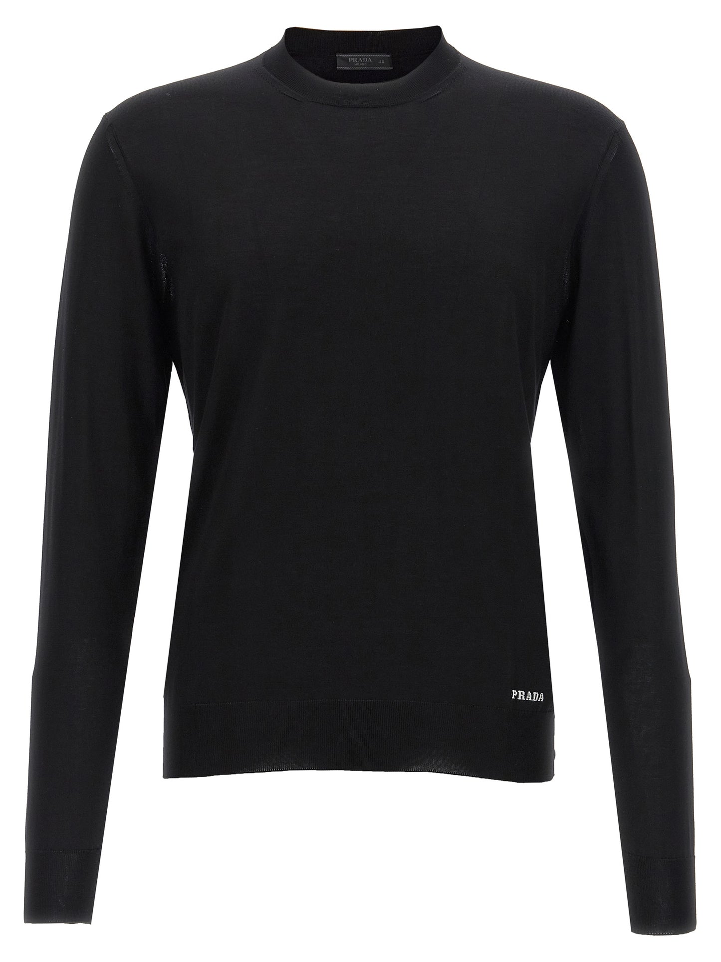 Prada Cardigan Noir - Soie Italienne Avec Logo Brodé