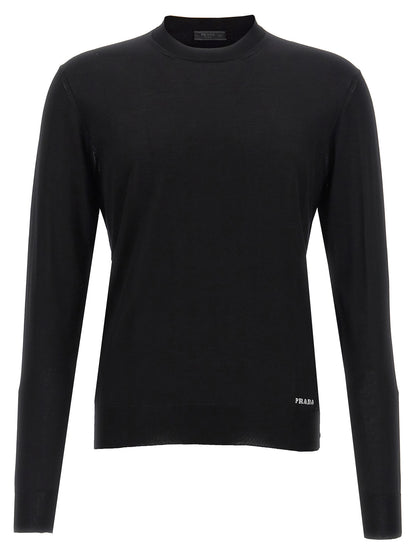 Prada Cardigan Noir - Soie Italienne Avec Logo Brodé