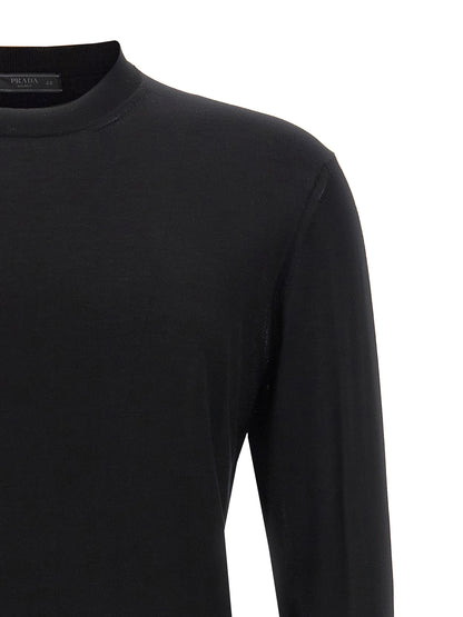 Prada Cardigan Noir - Soie Italienne Avec Logo Brodé