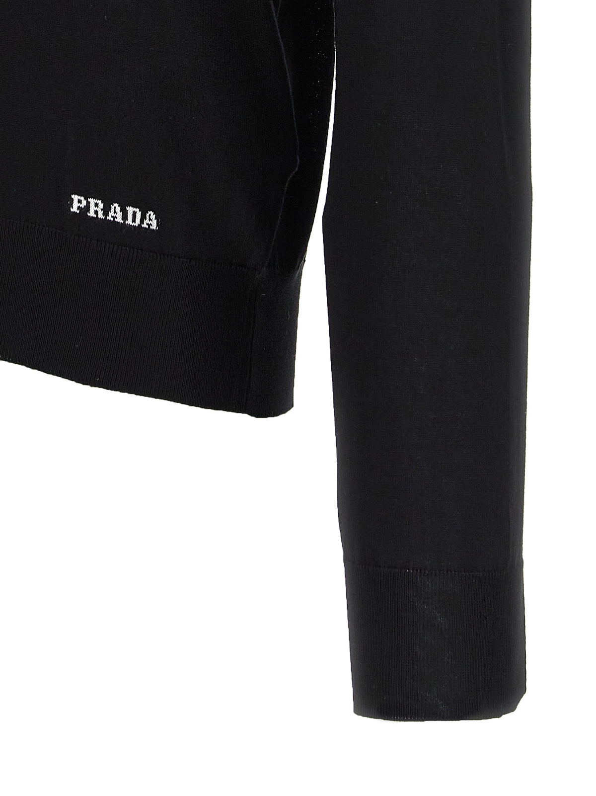 Prada Cardigan Noir - Soie Italienne Avec Logo Brodé