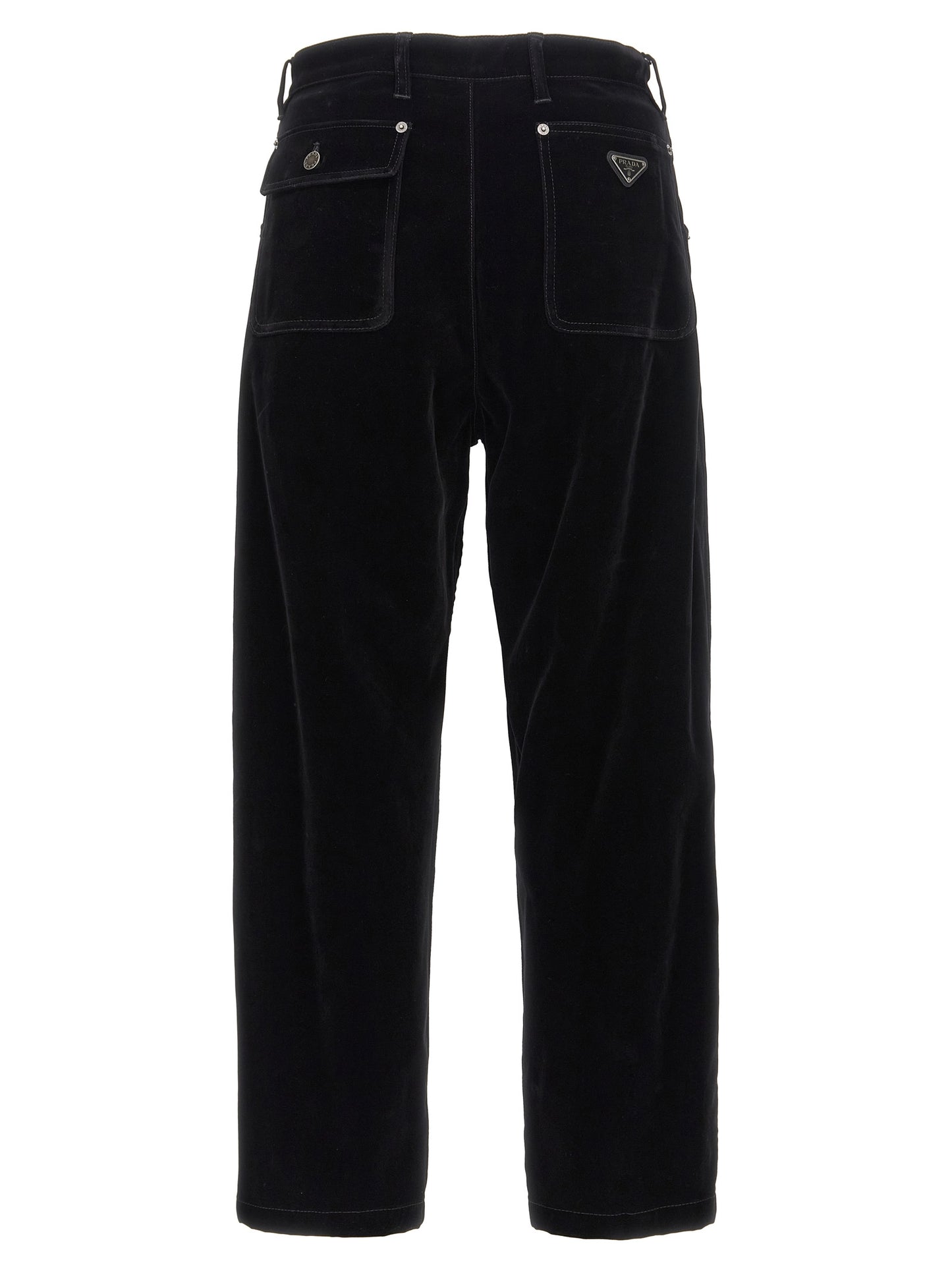 Pantalon décontracté Prada en coton noir, design polyvalent