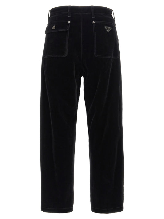 Pantalones Casuales Prada De Algodón Negro Diseño Versátil