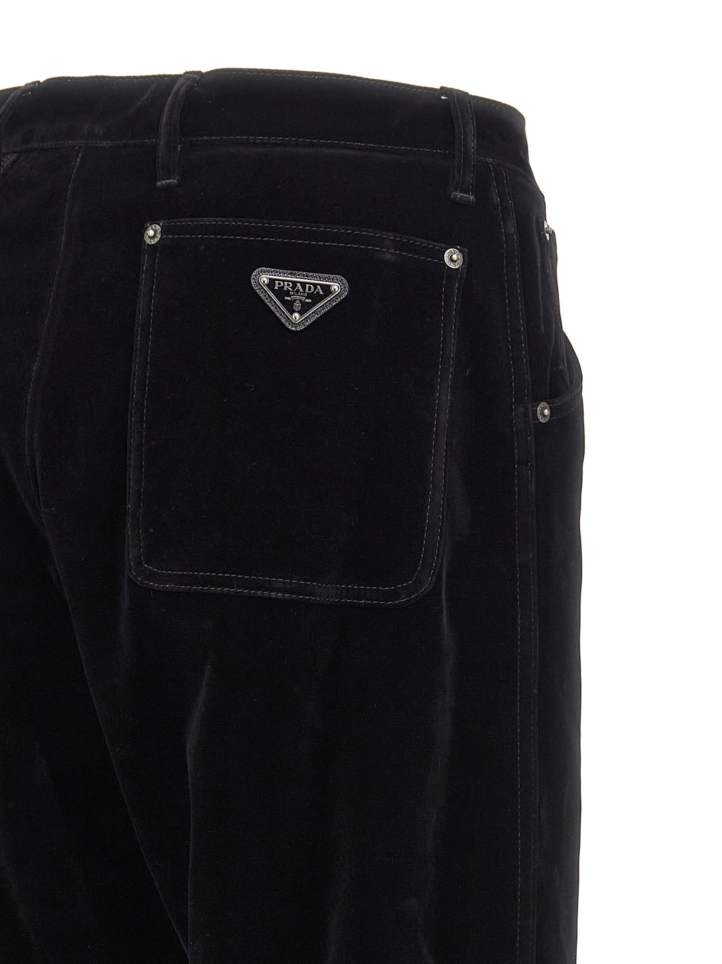 Pantalon décontracté Prada en coton noir, design polyvalent