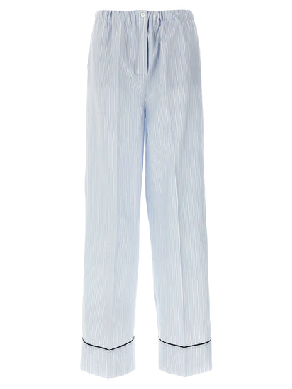 Pantalones Casuales de Algodón Azul Claro Prada Rectos