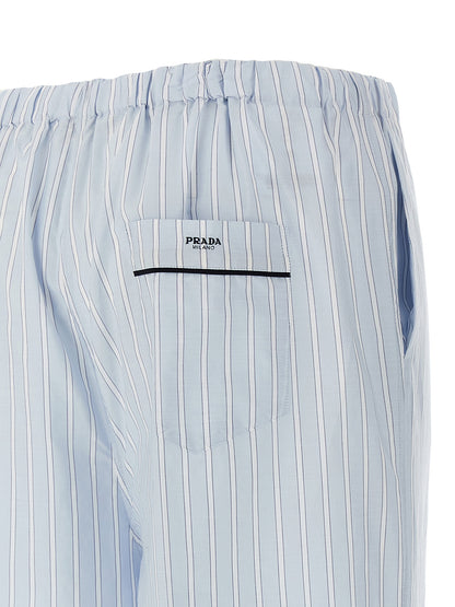 Pantalones Casuales de Algodón Azul Claro Prada Rectos
