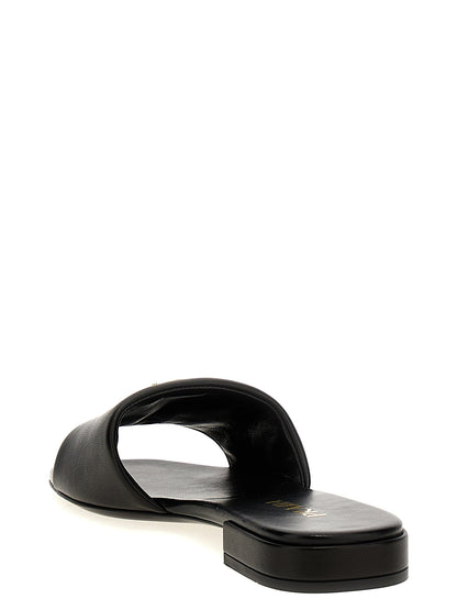 Prada Black Lambskin Slide Sandals