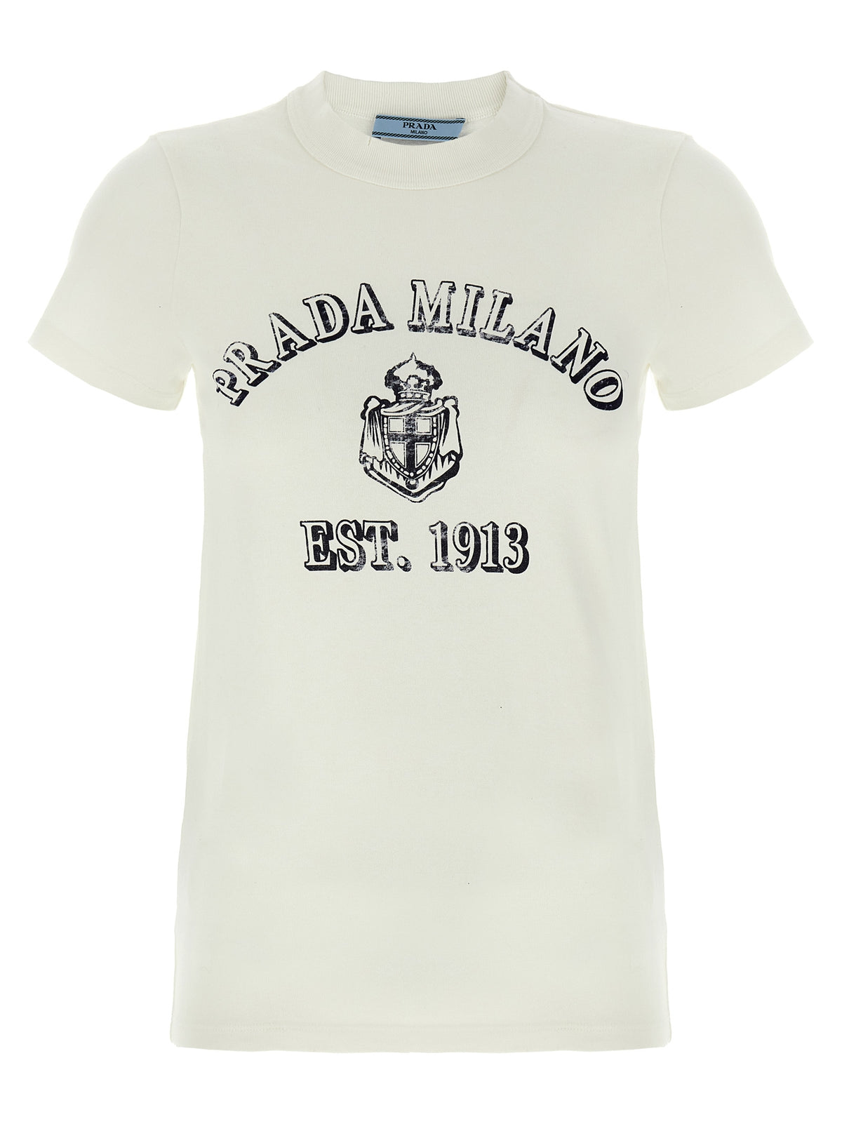 T-shirt en coton blanc avec logo Prada