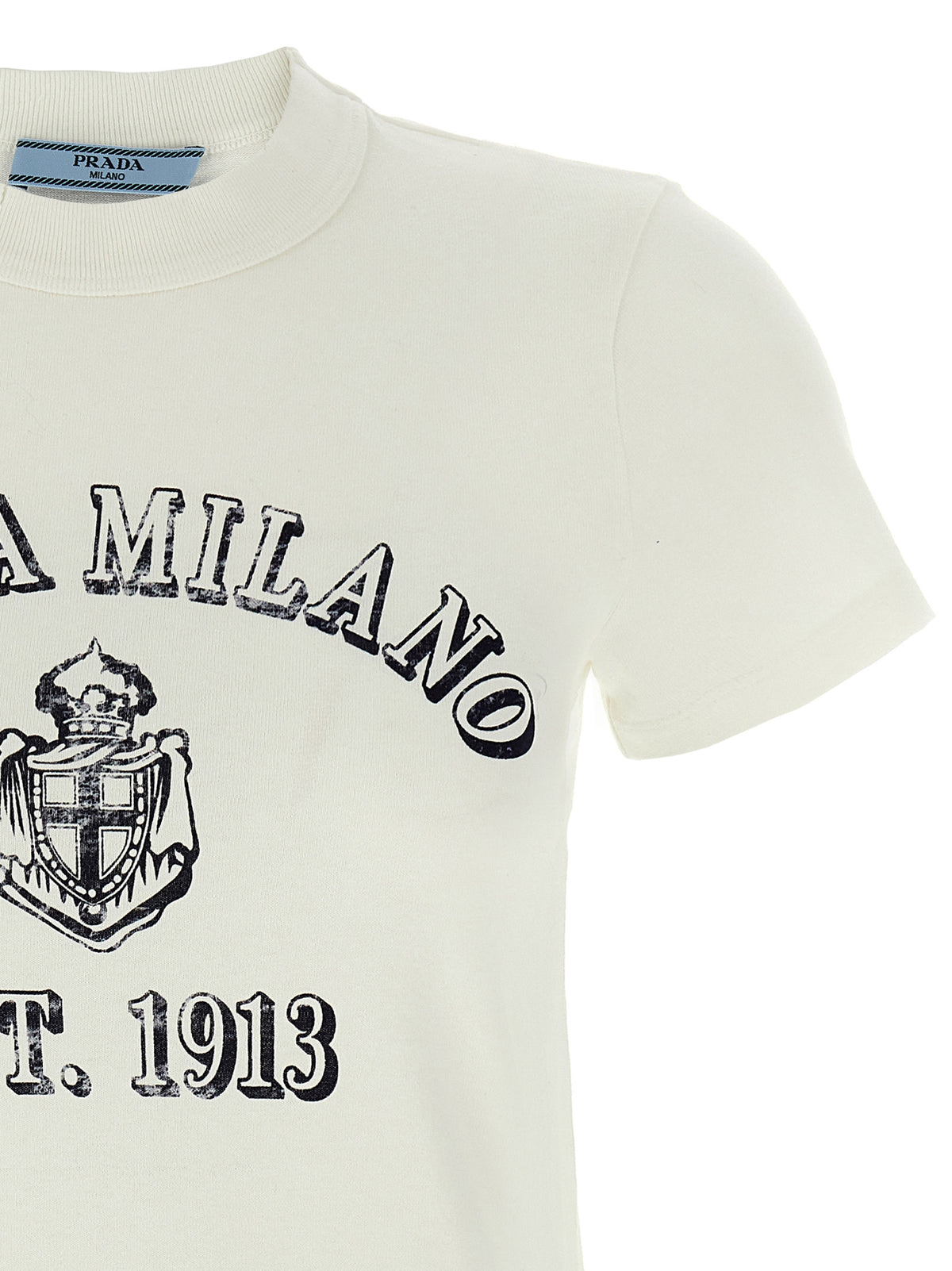 T-shirt en coton blanc avec logo Prada