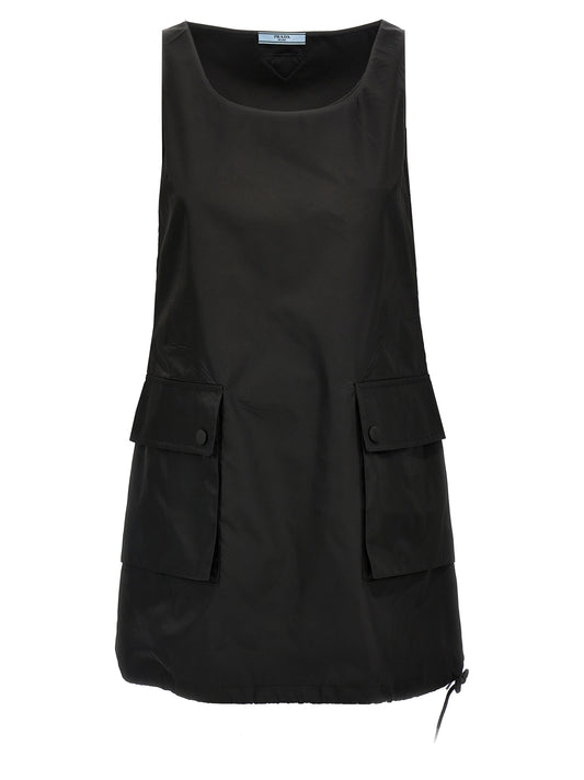 Vestido Corto Prada Negro En Poliamida Silueta Moderna