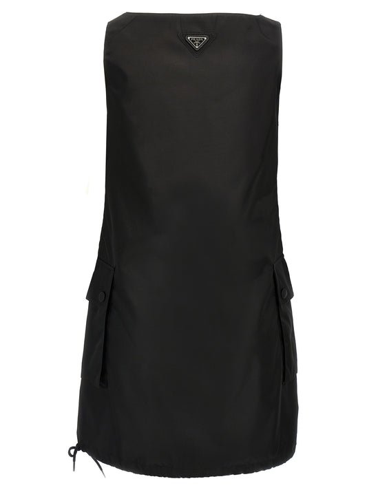 Vestido Corto Prada Negro En Poliamida Silueta Moderna