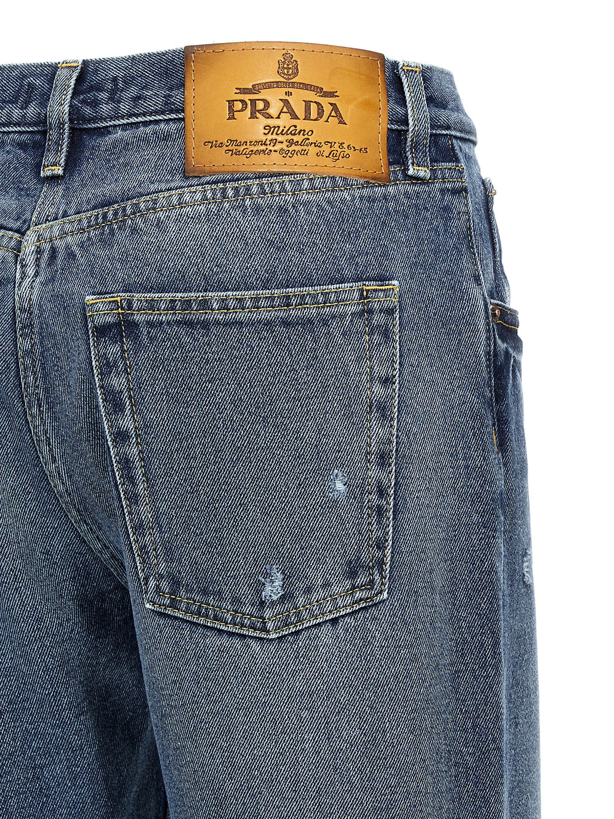 Jean droit en coton bleu Prada