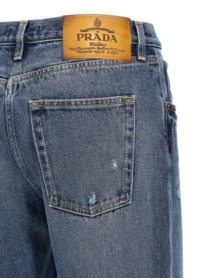 Jean droit en coton bleu Prada