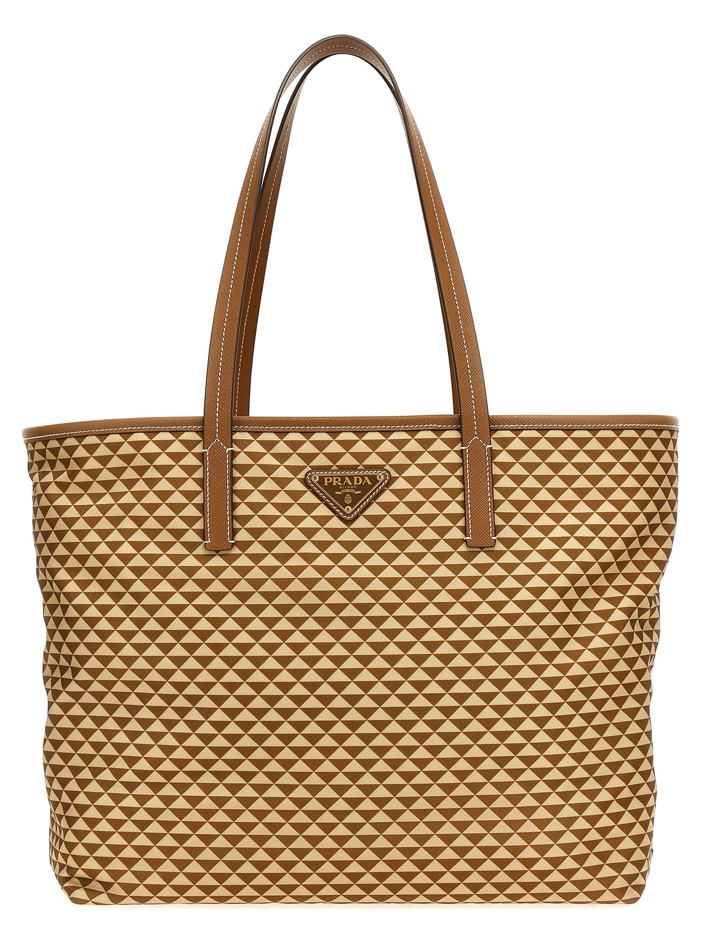 Bolsa Shopping De Poliamida Con Detalle Multicolor De Prada