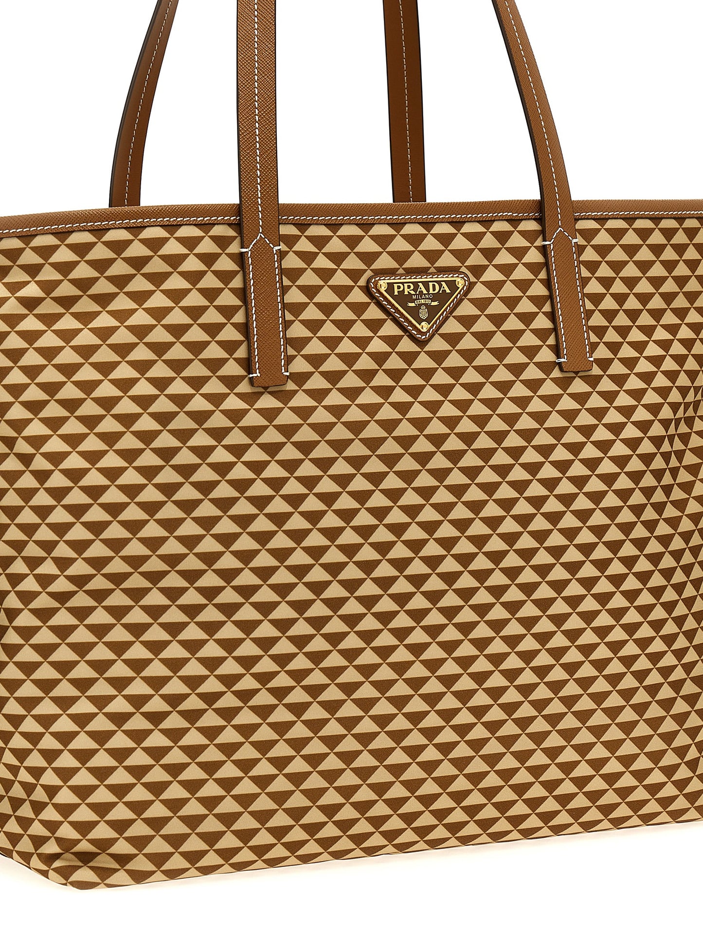 Bolsa Shopping De Poliamida Con Detalle Multicolor De Prada