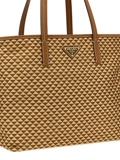 Bolsa Shopping De Poliamida Con Detalle Multicolor De Prada