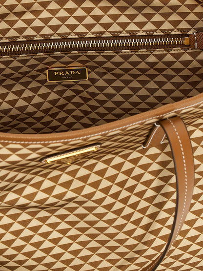 Bolsa Shopping De Poliamida Con Detalle Multicolor De Prada
