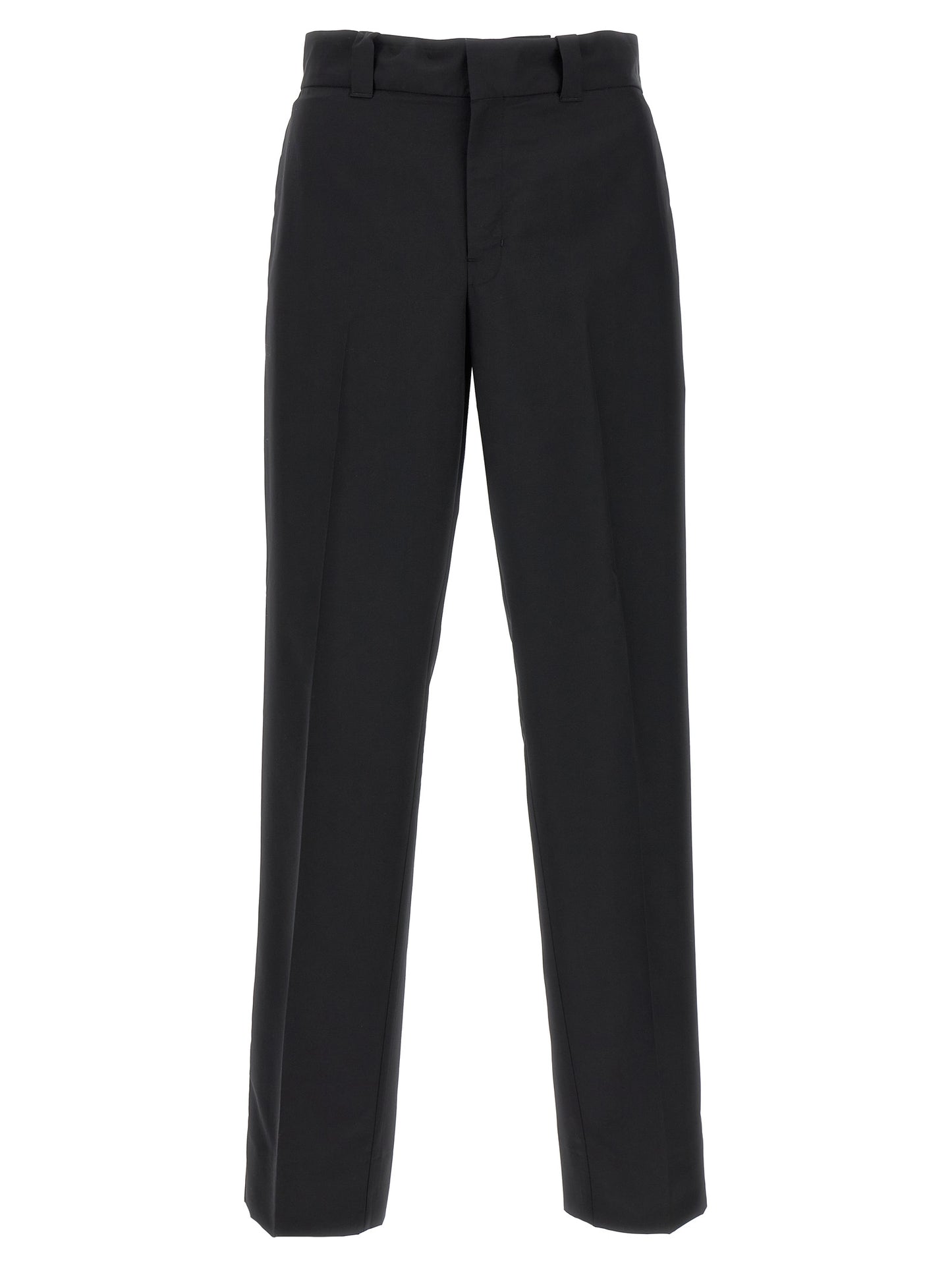 Pantalones Negros Casuales De Lana Virgen Prada