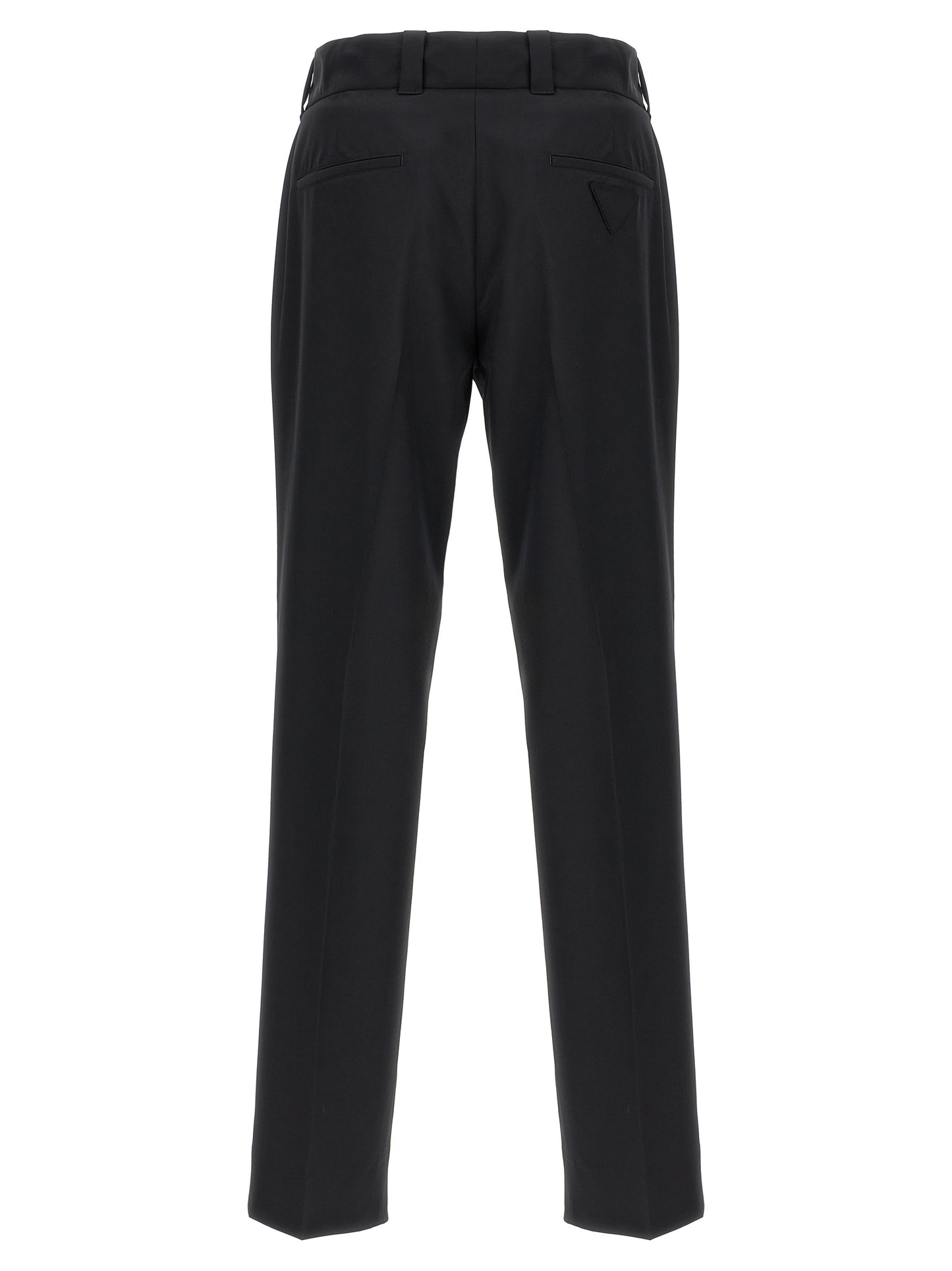 Pantalones Negros Casuales De Lana Virgen Prada