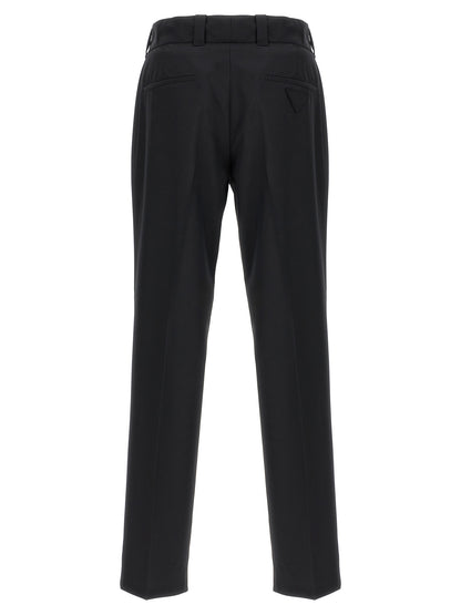 Pantalones Negros Casuales De Lana Virgen Prada