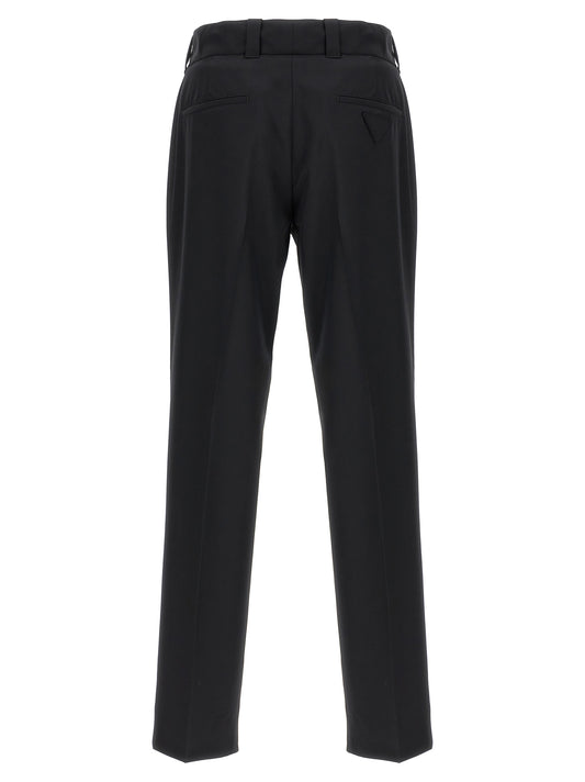 Pantalones Negros Casuales De Lana Virgen Prada