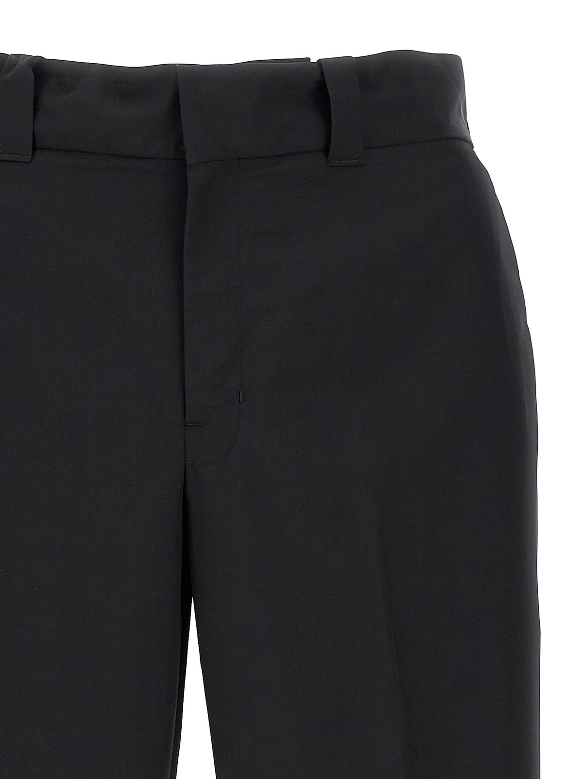 Pantalones Negros Casuales De Lana Virgen Prada