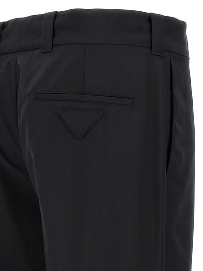 Pantalones Negros Casuales De Lana Virgen Prada