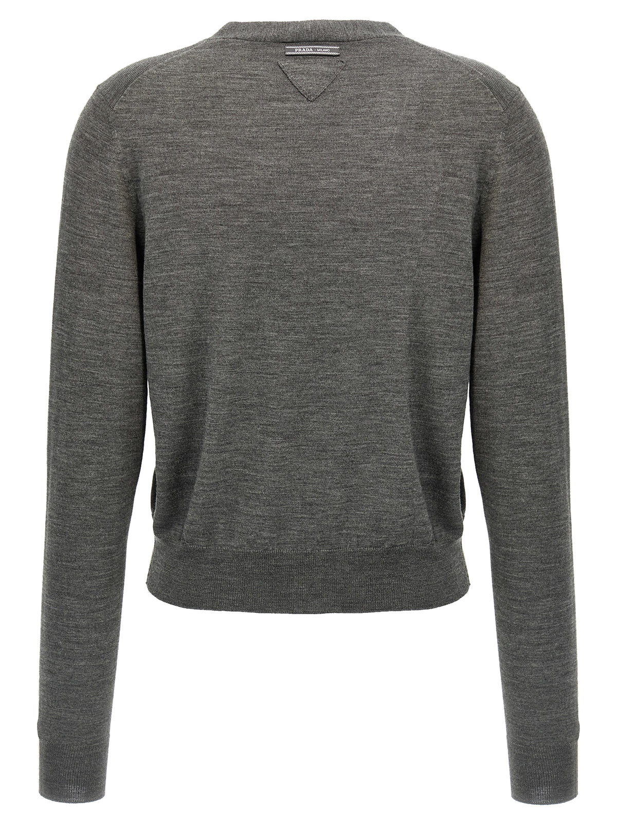 Prada Classic Style Virgin Wool Cardigan in Grey