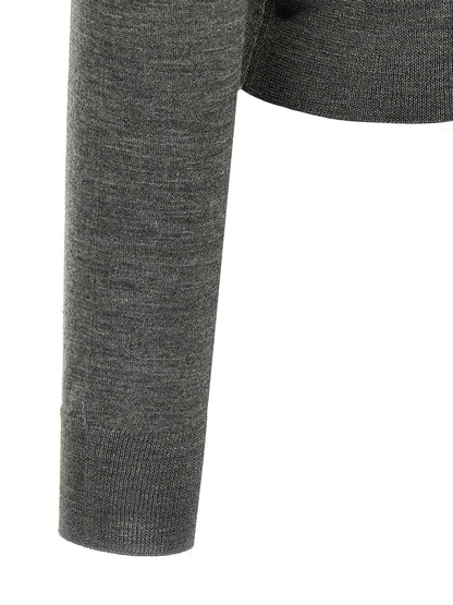 Prada Classic Style Virgin Wool Cardigan in Grey