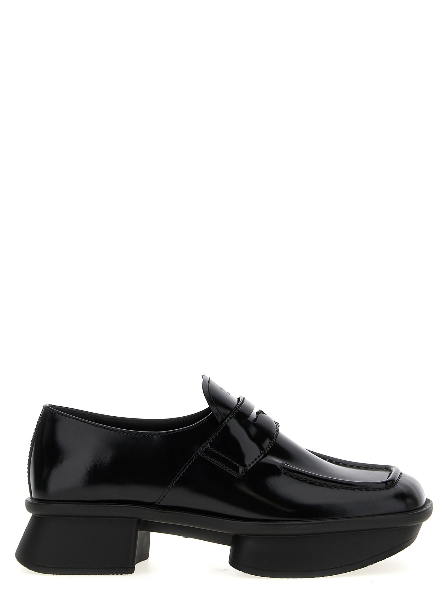 Mocasines Prada de Piel de Ternera Negros Sin Cordones